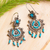 Turquoise chandelier earrings, 'Colonial Style' - Taxco Chandelier Earrings with Turquoise (image 2b) thumbail