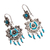 Türkisfarbene Kronleuchter-Ohrringe, 'Colonial Style - Taxco-Kronleuchter-Ohrringe mit Türkis