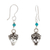 Turquoise dangle earrings, 'Fair Catrina' - Sterling Silver Skull Earrings with Turquoise