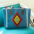 Zapotec wool shoulder bag, 'Blue Sky Starburst' - Handwoven Blue Wool Shoulder Bag with Diamond Pattern thumbail