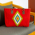 Zapotec wool shoulder bag, 'Red Sky Starburst' - Handwoven Red Wool Shoulder Bag with Diamond Pattern thumbail