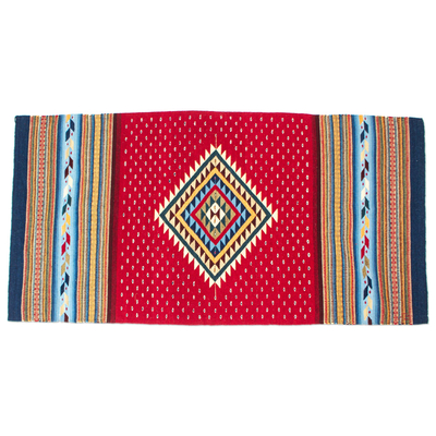 Zapotec-Wollteppich, (2,5 x 5) - Mehrfarbiger handgewebter geometrischer 2,5 x 5 Zapotec-Teppich