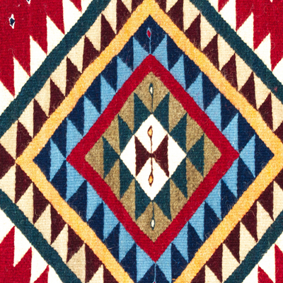 Zapotec wool area rug, 'Oaxaca Diamond' (2.5 x 5) - Multicolored Handwoven Geometric 2.5 x 5 Zapotec Area Rug