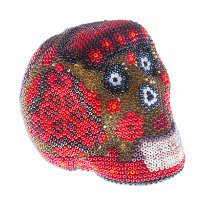 Small Red Huichol Skull