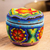 Huichol beaded papier mache decorative box, 'Huichol Treasure' - Decorative Beaded Box from Mexico thumbail