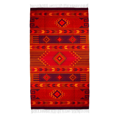Zapotec wool area rug, 'Cochineal Red' (6.5x10) - Wool Area Rug Dyed with Natural Pigments from Oaxaca