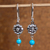 Turquoise dangle earrings, 'Cornfield Flower' - Turquoise and Sterling Silver Flower Dangle Earrings