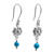 Turquoise dangle earrings, 'Cornfield Flower' - Turquoise and Sterling Silver Flower Dangle Earrings