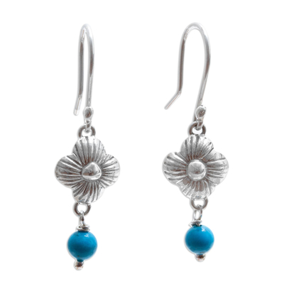 Sterling Silver and Turquoise Bead Earrings From Taxco