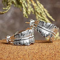 Sterling silver half hoop earrings, Mexican Fall