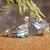Sterling silver half hoop earrings, 'Mexican Fall' - Taxco Sterling Silver Half Hoop Earrings with Leaf Motif thumbail