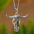 Sterling silver pendant necklace, 'Ghost Bull' - 925 Sterling Silver Bull Skull Pendant Necklace From Taxco