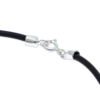 Collar colgante de plata esterlina - Colgante de Raqueta de Tenis de Plata de Ley 925 con Cordón de Goma