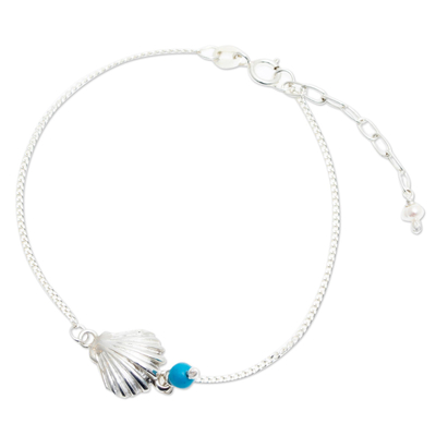 Kettenarmband aus Türkis und Zuchtperlen - Meeresarmband aus Sterlingsilber mit Türkis und Perle