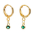 Gold plated crystal hoop earrings, 'Sleek Subtlety in Green' - Handcrafted Green Crystal Gold Plated Earrings (image 2a) thumbail
