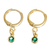 Gold plated crystal hoop earrings, 'Sleek Subtlety in Green' - Handcrafted Green Crystal Gold Plated Earrings (image 2b) thumbail