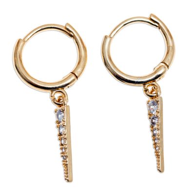Hoop Earrings With Sparkling Green Faceted Crystal Accents Gold-Tone Hoop Earrings With Sparkling Green Faceted Crystal Accents Gold-Tone