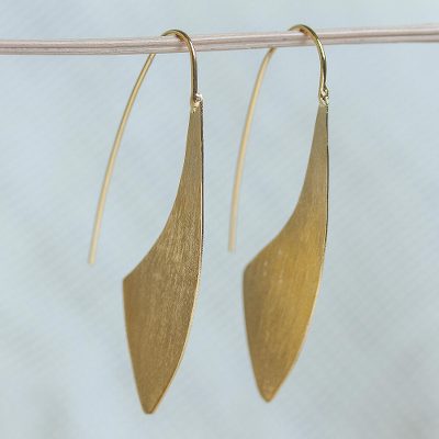 Pendientes colgantes chapados en oro - Pendientes modernos chapados en oro de 24k