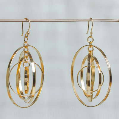 Gold plated dangle earrings, Shining Orbit