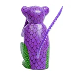 Wood alebrije sculpture, 'Speak No Evil' - Wood Alebrije Carving of Multicolored Monkey from Oaxaca