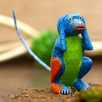 Wood alebrije sculpture, 'Surprised Monkey' - Copal Wood Alebrije Carving of Multicolored Monkey