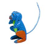 Wood alebrije sculpture, 'Surprised Monkey' - Copal Wood Alebrije Carving of Multicolored Monkey