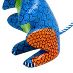 Wood alebrije sculpture, 'Surprised Monkey' - Copal Wood Alebrije Carving of Multicolored Monkey