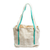 Cotton tote bag, 'Textured Travel' - Natural Cotton Tote Bag With Green Stripes From Mexico (image 2a) thumbail