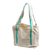Cotton tote bag, 'Textured Travel' - Natural Cotton Tote Bag With Green Stripes From Mexico (image 2c) thumbail