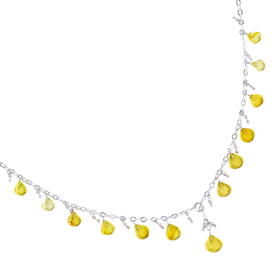 Bernstein-Wasserfall-Halskette - Halskette aus Sterlingsilber mit mehreren Bernsteinanhängern