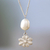Cultured pearl pendant necklace, 'Creek Flower' - Sterling Silver Necklace with Cultured Pearl and Filigree