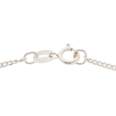 Cultured pearl pendant necklace, 'Creek Flower' - Sterling Silver Necklace with Cultured Pearl and Filigree