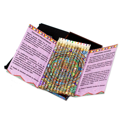 Aztec Calendar Themed Recycled Paper Colored Pencil Set