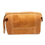 Leather travel case, 'El Bajio' - Spice Brown Travel or Cosmetic Bag with Zipper and Strap