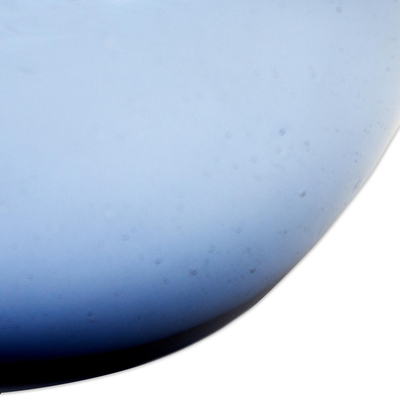 Schale aus geblasenem Glas, 'Blue Opal'. - Blaue reflektierende mundgeblasene Glasschale aus recyceltem Glas
