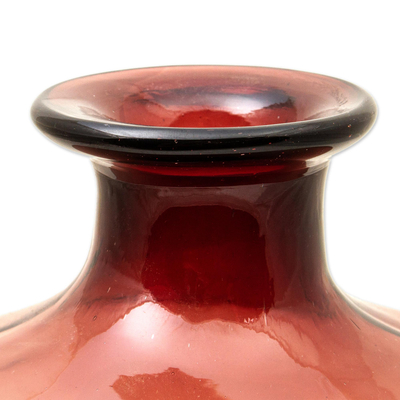 florero de vidrio soplado - Florero decorativo de vidrio soplado rojo translúcido de cuello estrecho