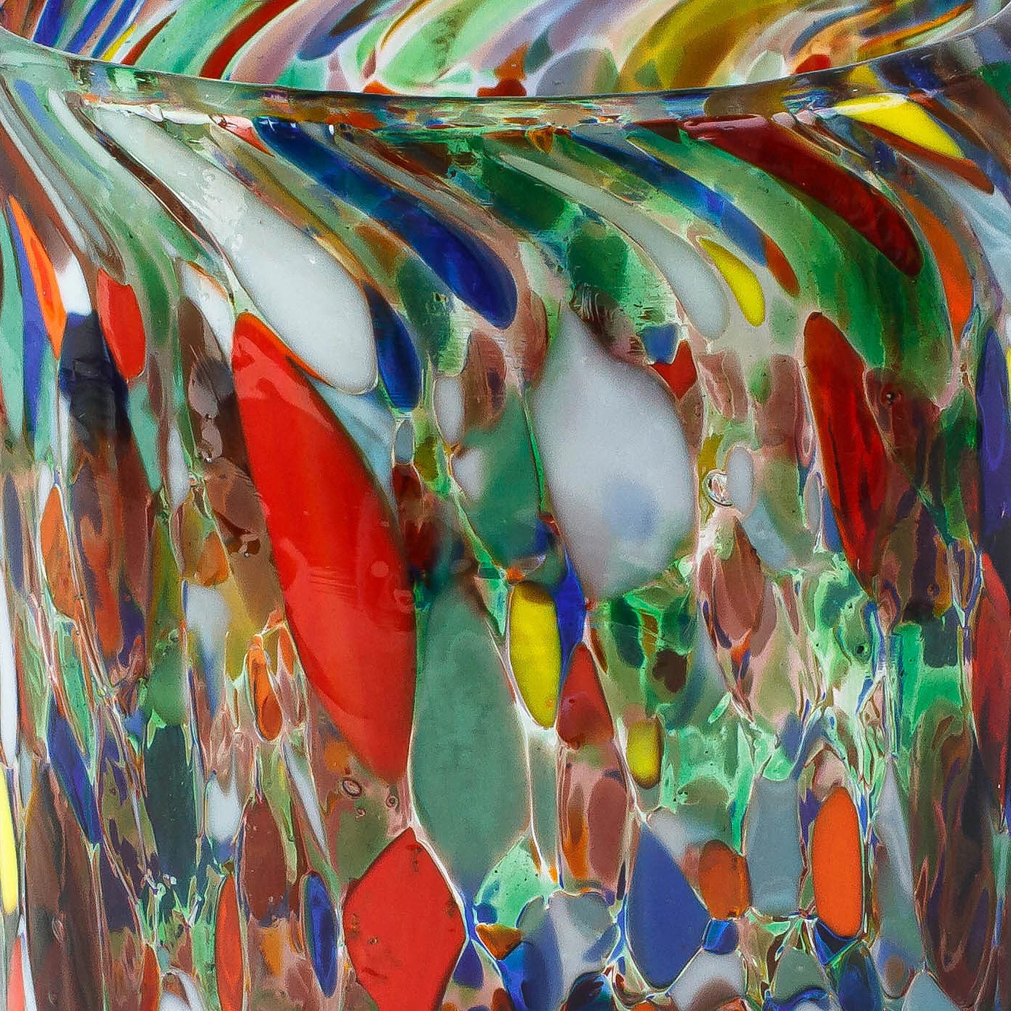 Hand Blown Rocks Glasses with Multicolored Dots (Set of 6) Mod Spots