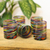Glass rocks glasses, 'Spiral Crayons' (set of 6) - Multicolored Swirl Rocks Glasses from Mexico (Set of 6) thumbail