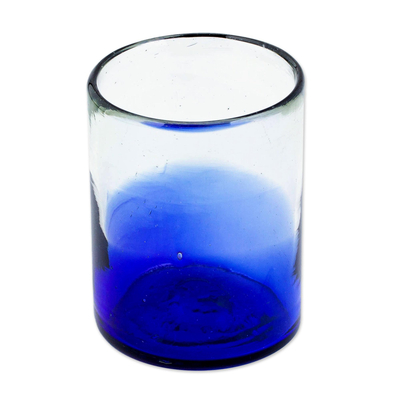 Vasos para jugo de vidrio soplado, (juego de 6) - Vasos de jugo azul degradado soplados a mano ecológicos (juego de 6)