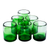 Blown glass juice glasses, 'Jalisco Green' (set of 6) - Ombre Green Handblown Juice Glasses (Set of 6)