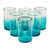 Vasos de cristal, (juego de 6) - Vasos de vidrio reciclado turquesa de México (juego de 6)