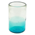 Glass tumblers, 'Tall Cooling Aquamarine' (set of 6) - Turquoise Recycled Glass Tumblers from Mexico (Set of 6)
