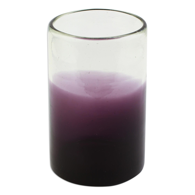 Glass tumblers, 'Plum Haze' (set of 6) - Purple-Tinged Recycled Glass Tumblers from Mexico (Set of 6)