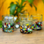 Glass juice glasses, 'Tonala Flowers' (set of 6) - Recycled Multicolored Juice Glasses from Mexico (Set of 6) thumbail