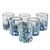 Glass rocks glasses, 'Blue Cool' (set of 6) - Blue Green and White Spotted Rocks Glasses (Set of 6)