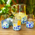 Vasos de vidrio soplado, (juego de 6) - Vasos de vidrio con lunares azules y blancos de México (juego de 6)