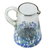 Glass pitcher, 'Blown Azure' - Hand Blown Glass Pitcher with Blue and White from Mexico