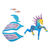 Wood alebrije sculpture, 'Zapotec Pegasus' - Hand Painted Wood Flying Horse Alebrije in Teal and Purple