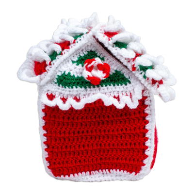 Acento decorativo de lana - Acento navideño de lana tejido a mano