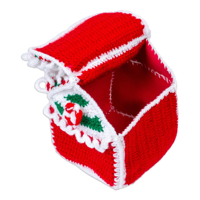 Acento decorativo de lana - Acento navideño de lana tejido a mano
